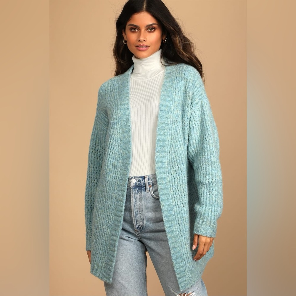 Lulus turquoise open knit sweater